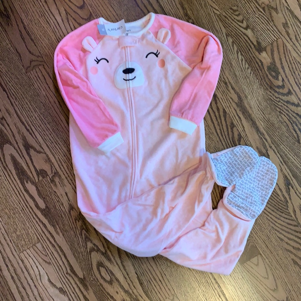NWT pink fleece footie pjs